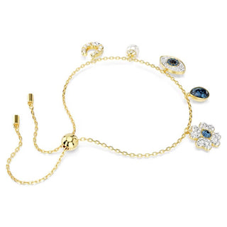 Swarovski - Symbolica bracelet, Clover, evil eye and horseshoe, Blue, Gold-tone plated - 5692162