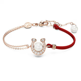 Swarovski Symbolica bracelet, Crystal pearl, Pavé, Horse shoe, White, Rose gold-tone plated 5736976