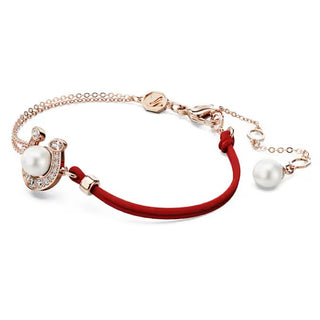 Swarovski Symbolica bracelet, Crystal pearl, Pavé, Horse shoe, White, Rose gold-tone plated 5736976