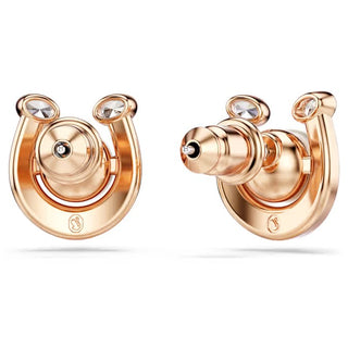 Swarovski Symbolica stud earrings, Crystal pearl, Pavé, Horse shoe, White, Rose gold-tone plated 5736980
