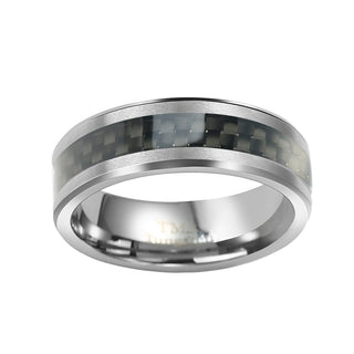 8MM Tungsten Carbide ring with Carbon Fibre inlay