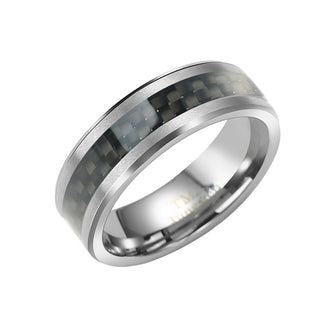 8MM Tungsten Carbide ring with Carbon Fibre inlay