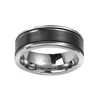 8MM polished Tungsten band with Matte Black center