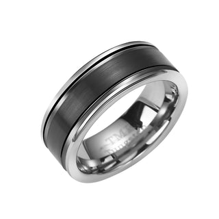 8MM polished Tungsten band with Matte Black center