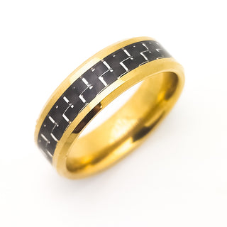 8MM Gold colored Tungsten band with Carbon Fibre inlay