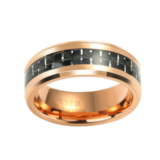 8MM Rose Gold colored Tungsten and with Carbon Fibre inlay