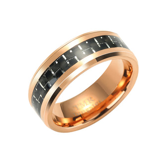 8MM Rose Gold colored Tungsten and with Carbon Fibre inlay