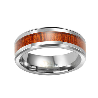 8MM Tungsten band with wooden inlay
