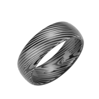8MM Tungsten band with Black Damascus pattern