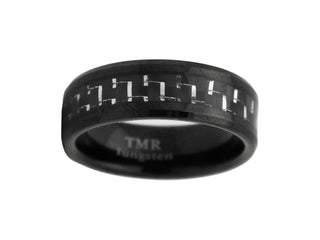 8MM Black Tungsten band with Black Carbon Fibre