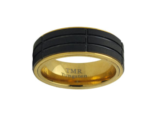 8MM Gold colored Tungsten band with Black center