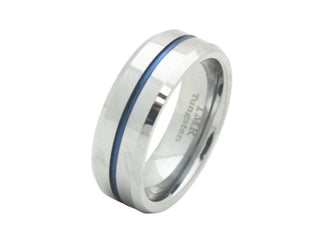 8MM Tungsten band with Blue line