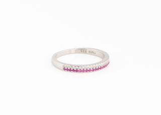 925 Silver Cubic Zirconia Round Brilliant Cut Semi Eternity Ring