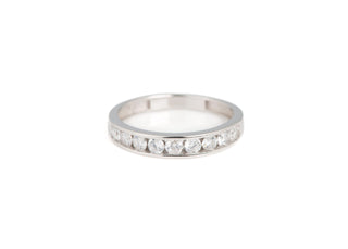 925 Silver Cubic Zirconia Round Brilliant Cut Semi Eternity Ring
