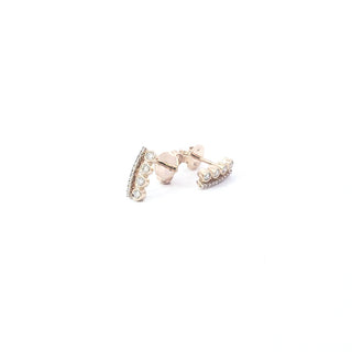 A pair of 14K yellow gold diamond earrings with a total weight of 0.20 carats, featuring a V-shaped design with the diamonds set in a yellow gold band.