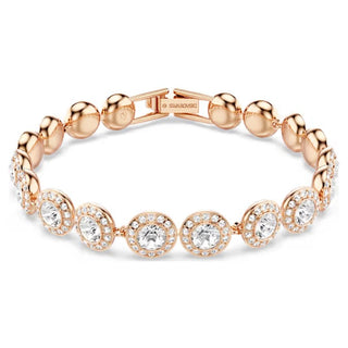 Swarovski Una Angelic bracelet Round cut, Pavé, Medium, White, 18k rose gold finish 5240513
