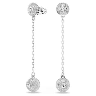 Una Angelic drop earrings, Round cut, White, Rhodium plated 5732273