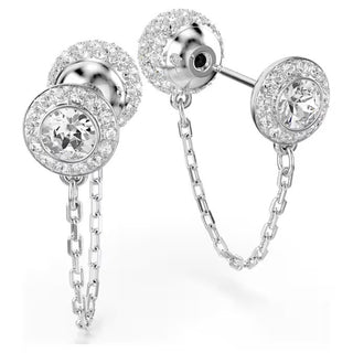 Una Angelic drop earrings, Round cut, White, Rhodium plated 5732273