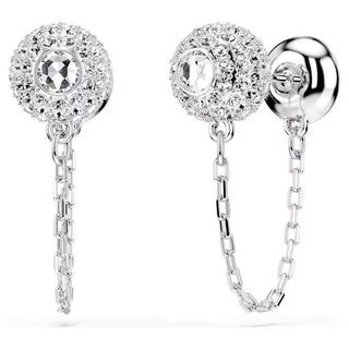 Una Angelic drop earrings, Round cut, White, Rhodium plated 5732273