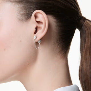 Una Angelic drop earrings, Round cut, White, Rhodium plated 5732273