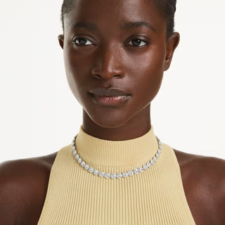 Swarovski Una Angelic Tennis necklace, Round cut, Medium, White, Rhodium plated 5117703