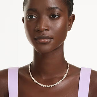 Swarovski Una Angelic necklace, Round cut, Small, White, Gold-tone plated 5751560