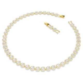 Swarovski - Una Angelic Tennis necklace, Round cut, White, Gold-tone plated 5720505