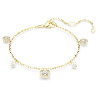 Swarovski Una Angelic strandage, Crystal pearl, Round cut, White, Gold-tone plated 5742380