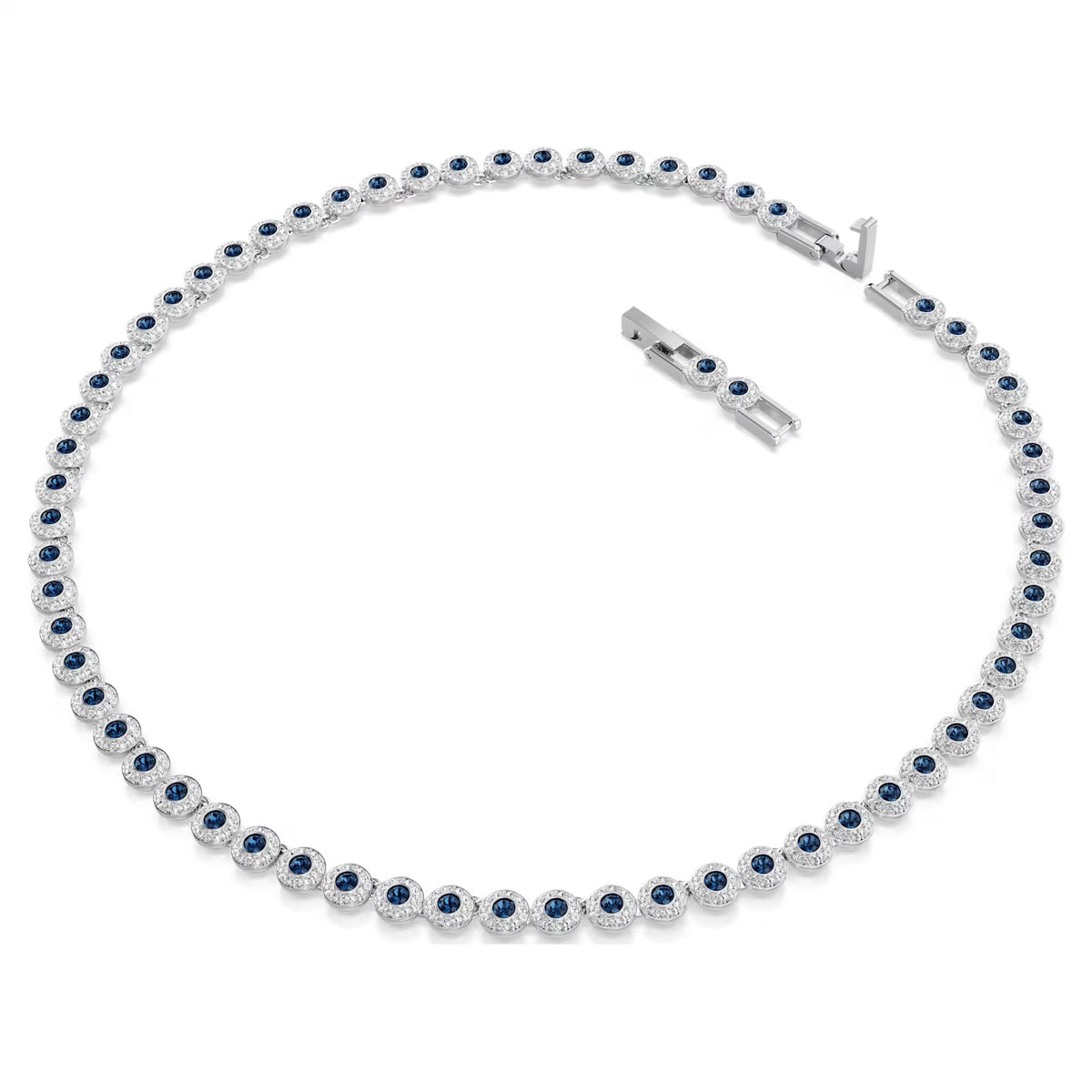 Swarovski Una Angelic Tennis necklace, Round cut, Blue, Rhodium plated 5733402