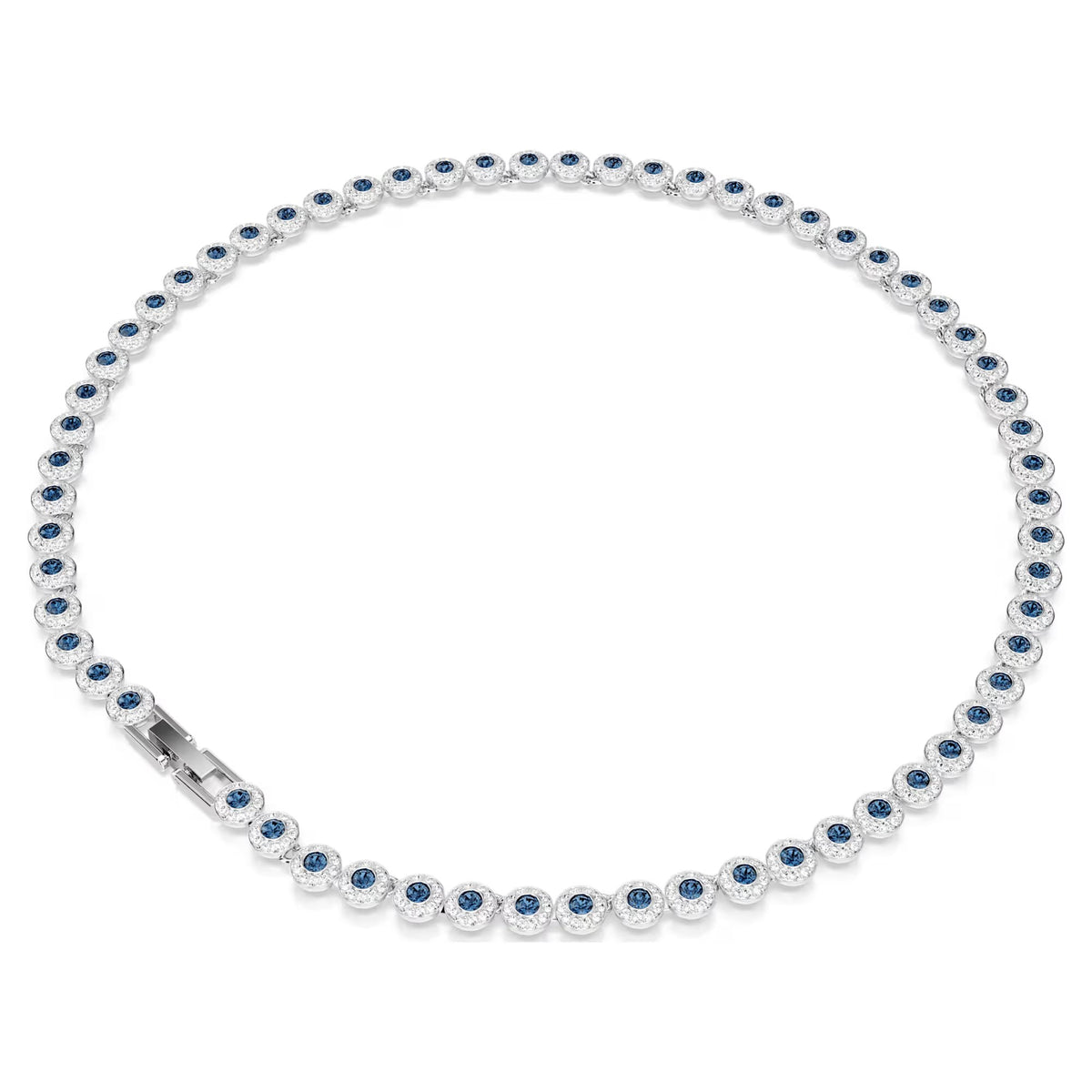 Swarovski Una Angelic Tennis necklace, Round cut, Blue, Rhodium plated 5733402
