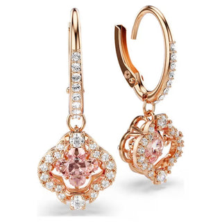 Swarovski Una drop earrings, Clover, Pink, Rose gold-tone plated - 5516477/5604198 (SS)