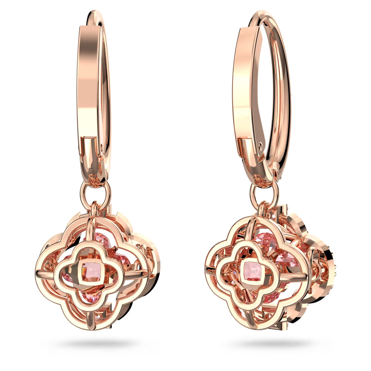 Swarovski Una drop earrings, Clover, Pink, Rose gold-tone plated - 5516477/5604198 (SS)