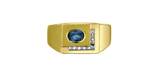 10K Yellow Gold Gents Sapphire and Diamond Ring R6236