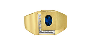 10K Yellow Gold Gents Sapphire and Diamond Ring
