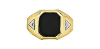 10K Yellow Gold Men’s Onyx and Diamond Ring