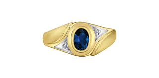 10K Yellow Gold Men’s Sapphire and Diamond Ring