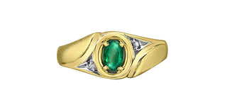 10K Yellow Gold Men’s Emerald and Diamond Ring