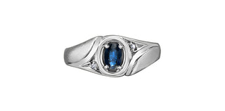 10K White Gold Men’s Sapphire and Diamond Ring