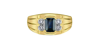 10K Yellow Gold Men’s Sapphire and Diamond Ring