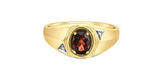 10K Yellow Gold Men’s Garnet and Diamond Ring