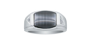 10K White Gold Men’s Catsite and Diamond Ring