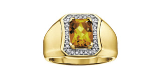 10K Yellow Gold Men’s Beer Quartz and Diamond Ring