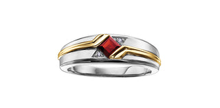 10K White & Yellow Gold Men’s Garnet and Diamond Ring