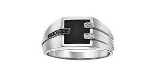 10K White Gold Men’s Onyx and Diamond Ring