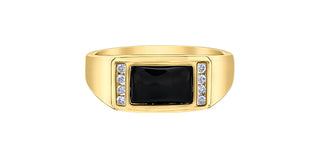 10K Yellow Gold Men’s Onyx and Diamond Ring