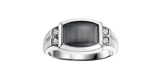 10K White Gold Men’s Catsite and Diamond Ring