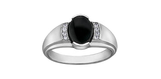 10K White Gold Men’s Onyx and Diamond Ring