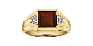 10K Yellow Gold Men’s Garnet and Diamond Ring