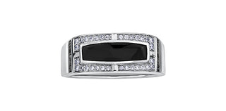 10K White Gold Men’s Onyx and Diamond Ring