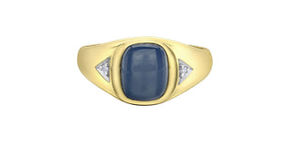 10K Yellow Gold Men’s Synthetic Star Sapphire and Diamond Ring